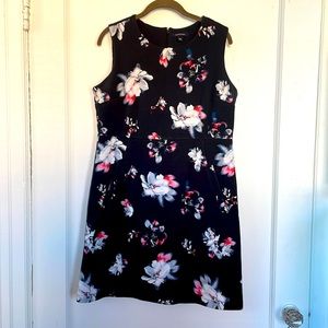 Black floral ponte sheath dress